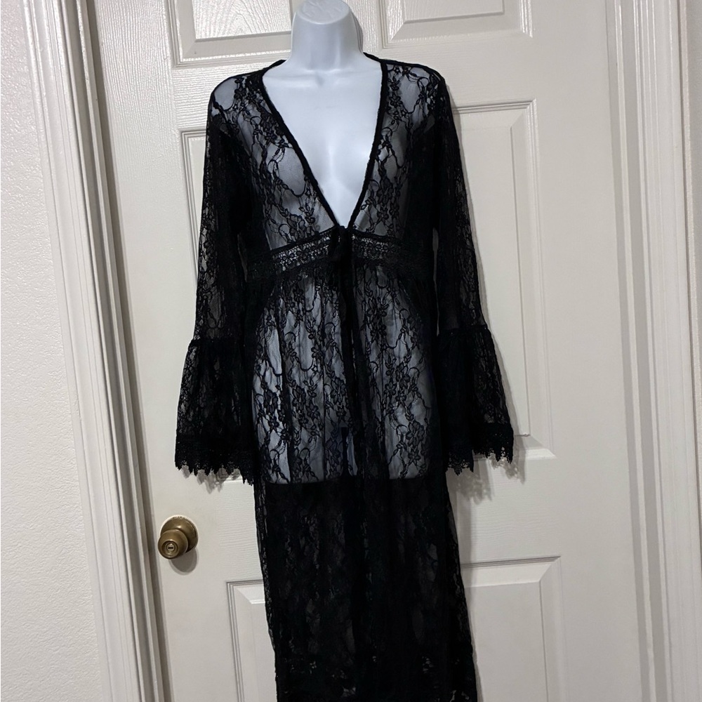 Polly & Esther Black Lace Sheer Top